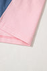 Contrast Panel Button Front Long Sleeve Cotton Blend Henley Top