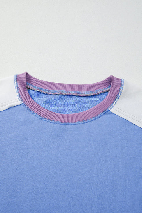 Contrast Panel Relaxed Fit Crew Neck Sweatshirt