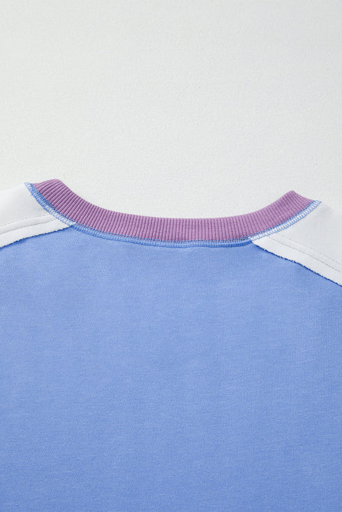Contrast Panel Relaxed Fit Crew Neck Sweatshirt