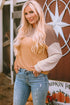 Contrast Panel Ribbed Knit Long Sleeve Pullover Top