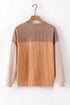 Contrast Panel Ribbed Knit Long Sleeve Pullover Top