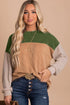 Contrast Panel Ribbed Knit Long Sleeve Pullover Top