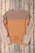 Contrast Panel Ribbed Knit Long Sleeve Pullover Top