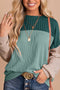 Contrast Panel Ribbed Knit Long Sleeve Pullover Top
