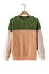 Contrast Panel Ribbed Knit Long Sleeve Pullover Top