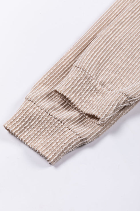 Contrast Panel Ribbed Knit Long Sleeve Pullover Top