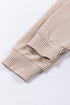 Contrast Panel Ribbed Knit Long Sleeve Pullover Top