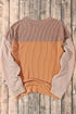 Contrast Panel Ribbed Knit Long Sleeve Pullover Top