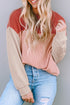 Contrast Panel Ribbed Knit Long Sleeve Pullover Top
