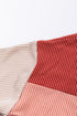 Contrast Panel Ribbed Knit Long Sleeve Pullover Top