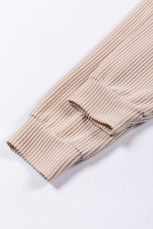 Contrast Panel Ribbed Knit Long Sleeve Pullover Top
