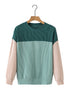 Contrast Panel Ribbed Knit Long Sleeve Pullover Top