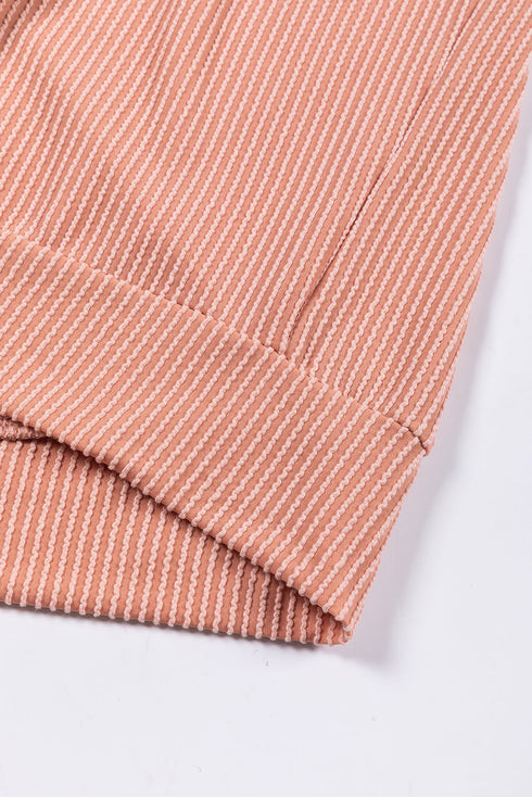 Contrast Panel Ribbed Knit Long Sleeve Pullover Top