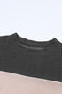 Contrast Panel Ribbed Knit Long Sleeve Pullover Top