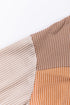 Contrast Panel Ribbed Knit Long Sleeve Pullover Top