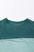 Contrast Panel Ribbed Knit Long Sleeve Pullover Top