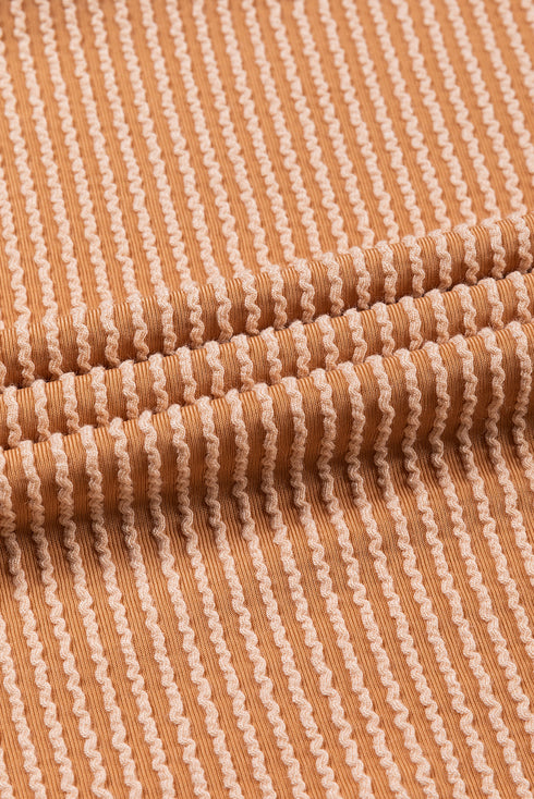Contrast Panel Ribbed Knit Long Sleeve Pullover Top