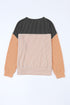 Contrast Panel Ribbed Knit Long Sleeve Pullover Top