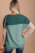 Contrast Panel Ribbed Knit Long Sleeve Pullover Top
