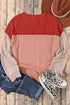 Contrast Panel Ribbed Knit Long Sleeve Pullover Top