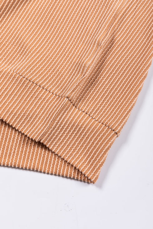 Contrast Panel Ribbed Knit Long Sleeve Pullover Top