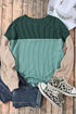 Contrast Panel Ribbed Knit Long Sleeve Pullover Top