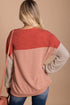 Contrast Panel Ribbed Knit Long Sleeve Pullover Top