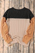 Contrast Panel Ribbed Knit Long Sleeve Pullover Top