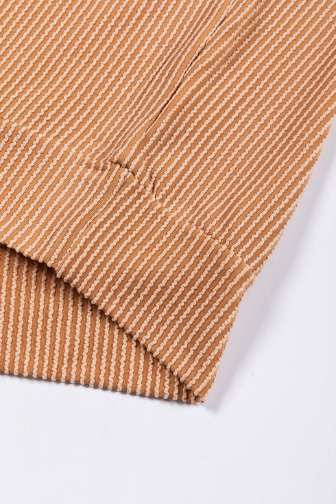 Contrast Panel Ribbed Knit Long Sleeve Pullover Top