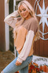 Contrast Panel Ribbed Knit Long Sleeve Pullover Top