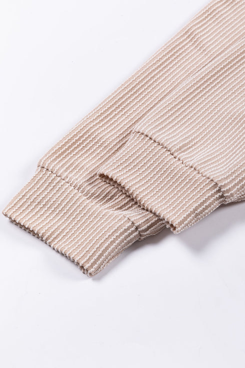 Contrast Panel Ribbed Knit Long Sleeve Pullover Top