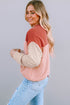 Contrast Panel Ribbed Knit Long Sleeve Pullover Top