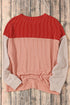 Contrast Panel Ribbed Knit Long Sleeve Pullover Top