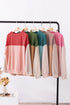 Contrast Panel Ribbed Knit Long Sleeve Pullover Top