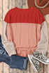 Contrast Panel Ribbed Knit Long Sleeve Pullover Top