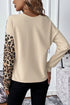 Contrast Panel Waffle Knit Long Sleeve Pullover Top