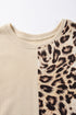 Contrast Panel Waffle Knit Long Sleeve Pullover Top