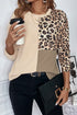 Contrast Panel Waffle Knit Long Sleeve Pullover Top