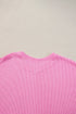 Contrast Panel Waffle Knit Long Sleeve Pullover Top