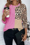 Contrast Panel Waffle Knit Long Sleeve Pullover Top