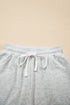 Contrast Paneled Print Raw Hem Pullover Short Sets