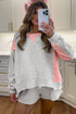 Contrast Paneled Print Raw Hem Pullover Short Sets