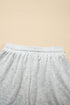 Contrast Paneled Print Raw Hem Pullover Short Sets