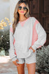 Contrast Paneled Print Raw Hem Pullover Short Sets