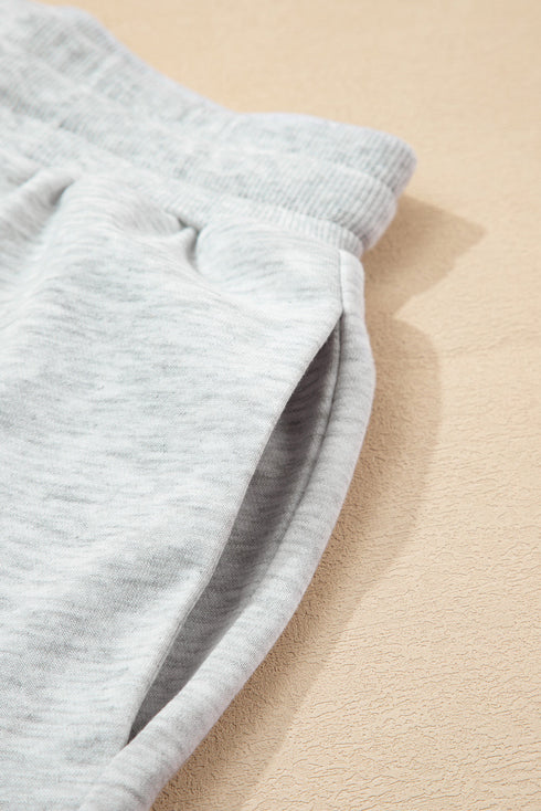 Contrast Paneled Print Raw Hem Pullover Short Sets