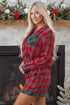 Contrast Patch Plaid Long Sleeve And Short Pajama Set
