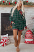 Contrast Patch Plaid Long Sleeve And Short Pajama Set