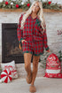 Contrast Patch Plaid Long Sleeve And Short Pajama Set