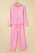 Contrast Peter Pan Collar Button Front Stripe Drop Shoulder Two Piece Sleepwear