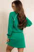 Contrast Piping Crewneck Pullover Mini Skirt Two Piece Dress